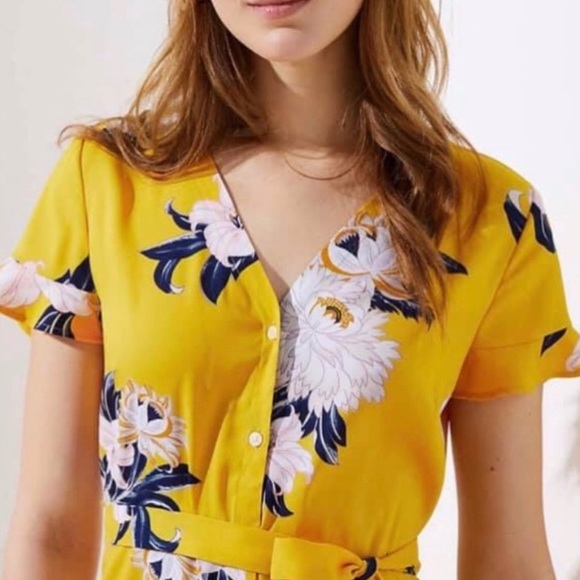 NWT Ann Taylor LOFT Yellow Floral Bouquet Dress - Picture 3 of 8